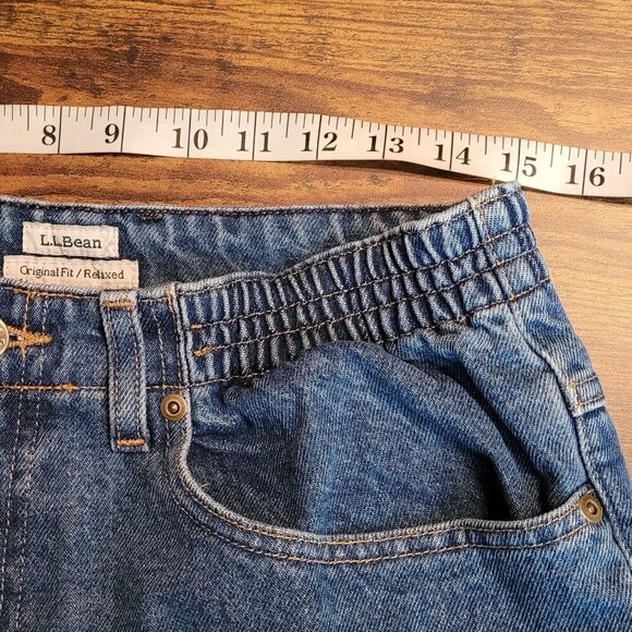 LL Bean Jeans Womens 12 P Original Fit Relaxed Plaid Lined Hi Rise Medium Wash - Picture 5 of 10